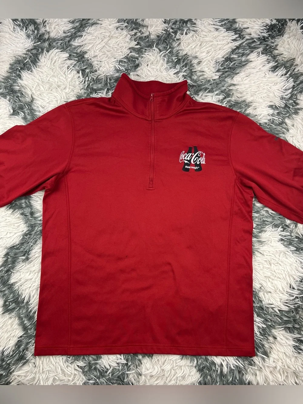 The North Face Men’s Coca Cola Logo Real Magic 1/4 Zip Sweatshirt Long Sleeve L